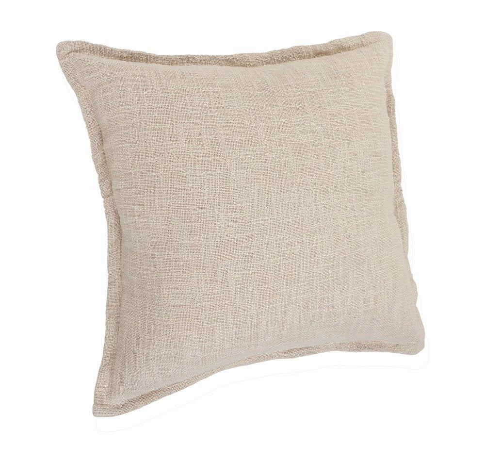 Set of Four 20" Beige Cotton Throw Pillows