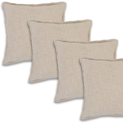 Set of Four 20" Beige Cotton Throw Pillows