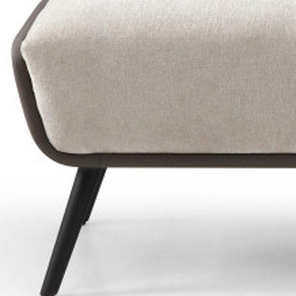 58" Beige Dark Gray and Black Tufted Faux Leather Fabric and Steel Upholstered Bench HomeRoots