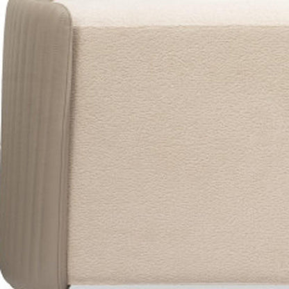 58" Taupe and Light Gray Boucle And Faux Leather Upholstered Bench HomeRoots