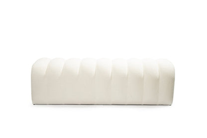 59" White Tufted Boucle Upholstered Bench HomeRoots