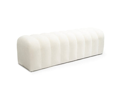 59" White Tufted Boucle Upholstered Bench HomeRoots