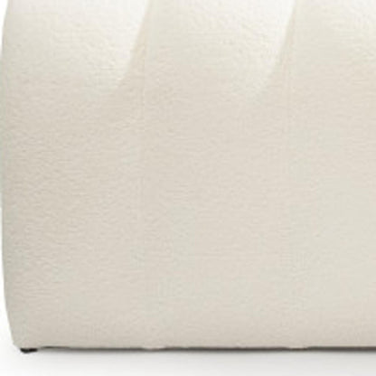 59" White Tufted Boucle Upholstered Bench HomeRoots