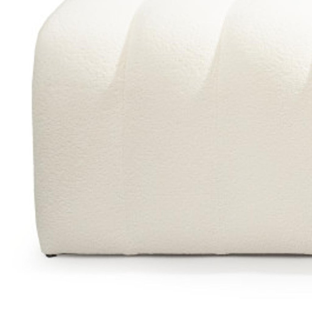 59" White Tufted Boucle Upholstered Bench HomeRoots