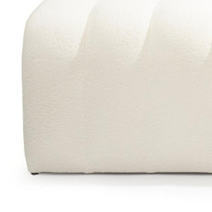 59" White Tufted Boucle Upholstered Bench HomeRoots
