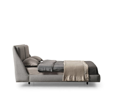 Gray Linen Upholstered King Bed Frame HomeRoots