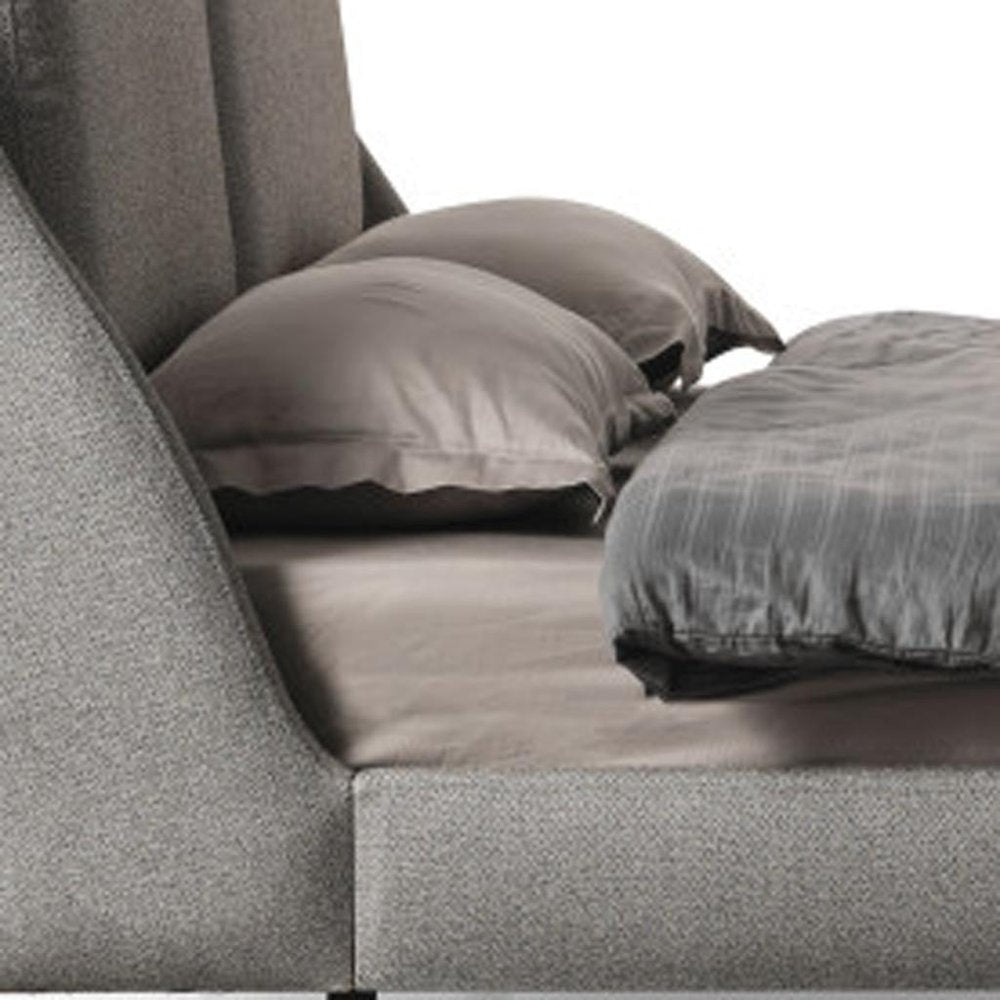 Gray Linen Upholstered King Bed Frame HomeRoots