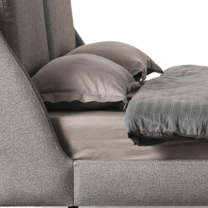 Gray Linen Upholstered King Bed Frame HomeRoots