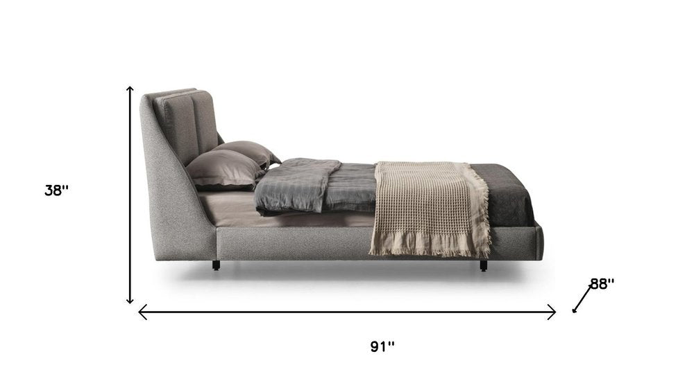 Gray Linen Upholstered King Bed Frame HomeRoots