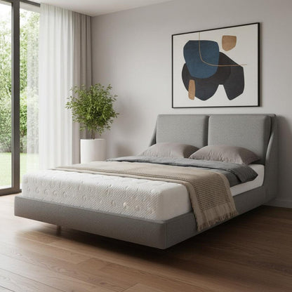 Gray Linen Upholstered Queen Bed Frame HomeRoots