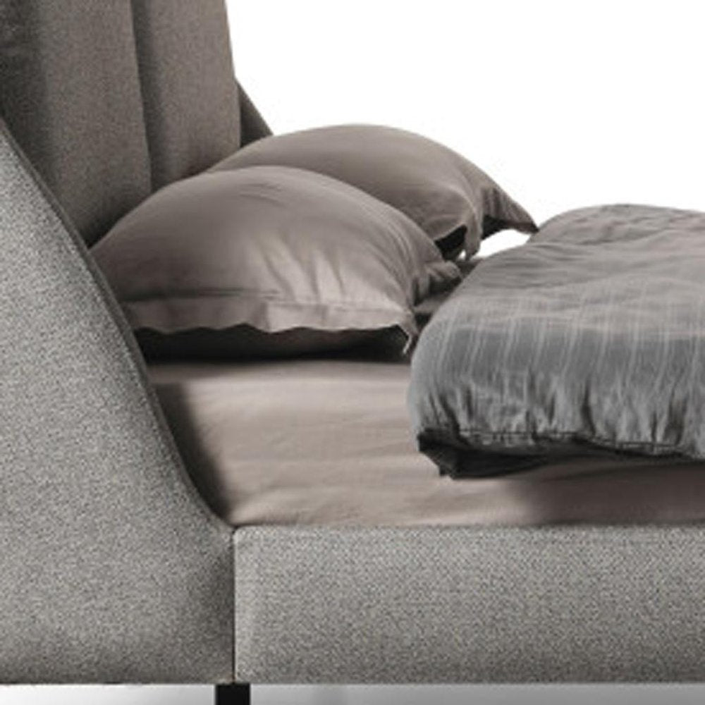 Gray Linen Upholstered Queen Bed Frame HomeRoots