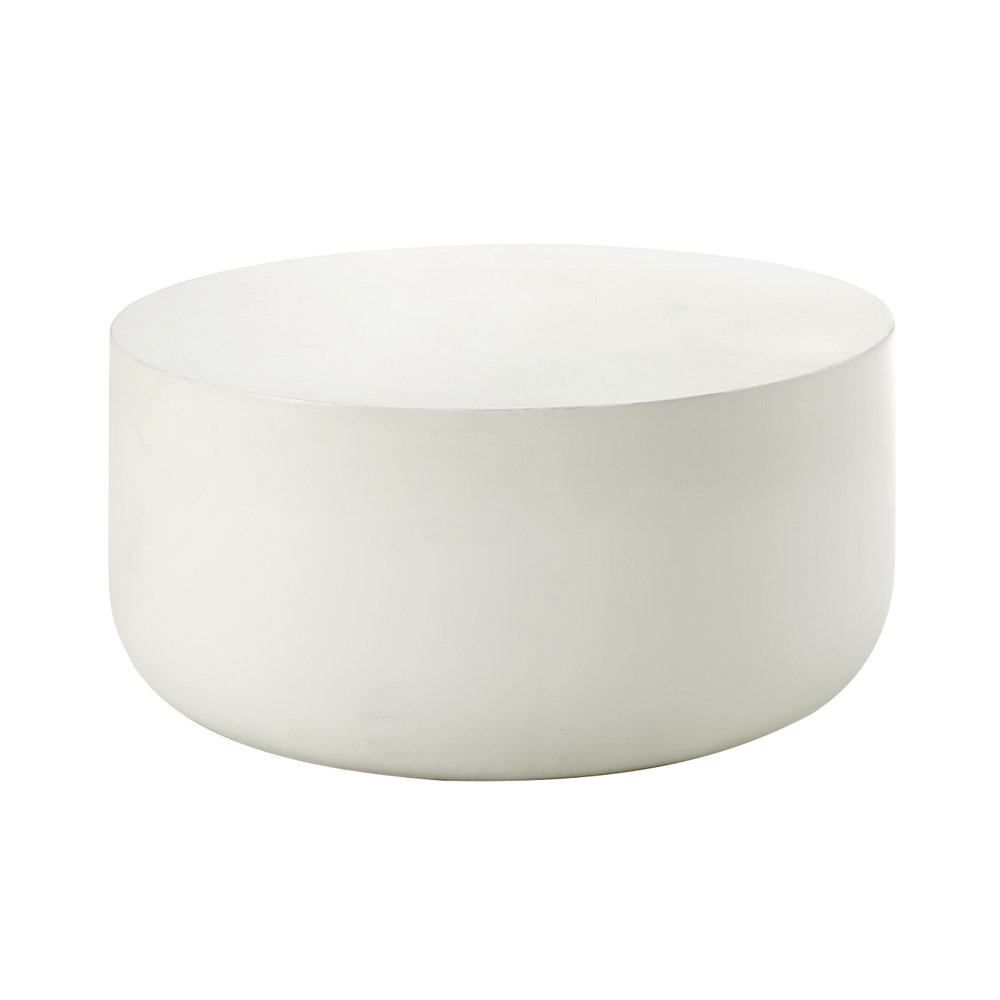 31" White Cement Round Drum Coffee Table HomeRoots