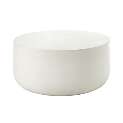 31" White Cement Round Drum Coffee Table HomeRoots