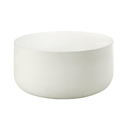 31" White Cement Round Drum Coffee Table HomeRoots