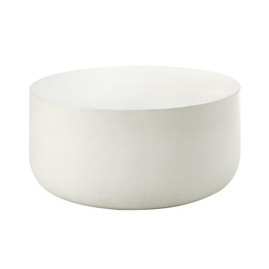 31" White Cement Round Drum Coffee Table HomeRoots