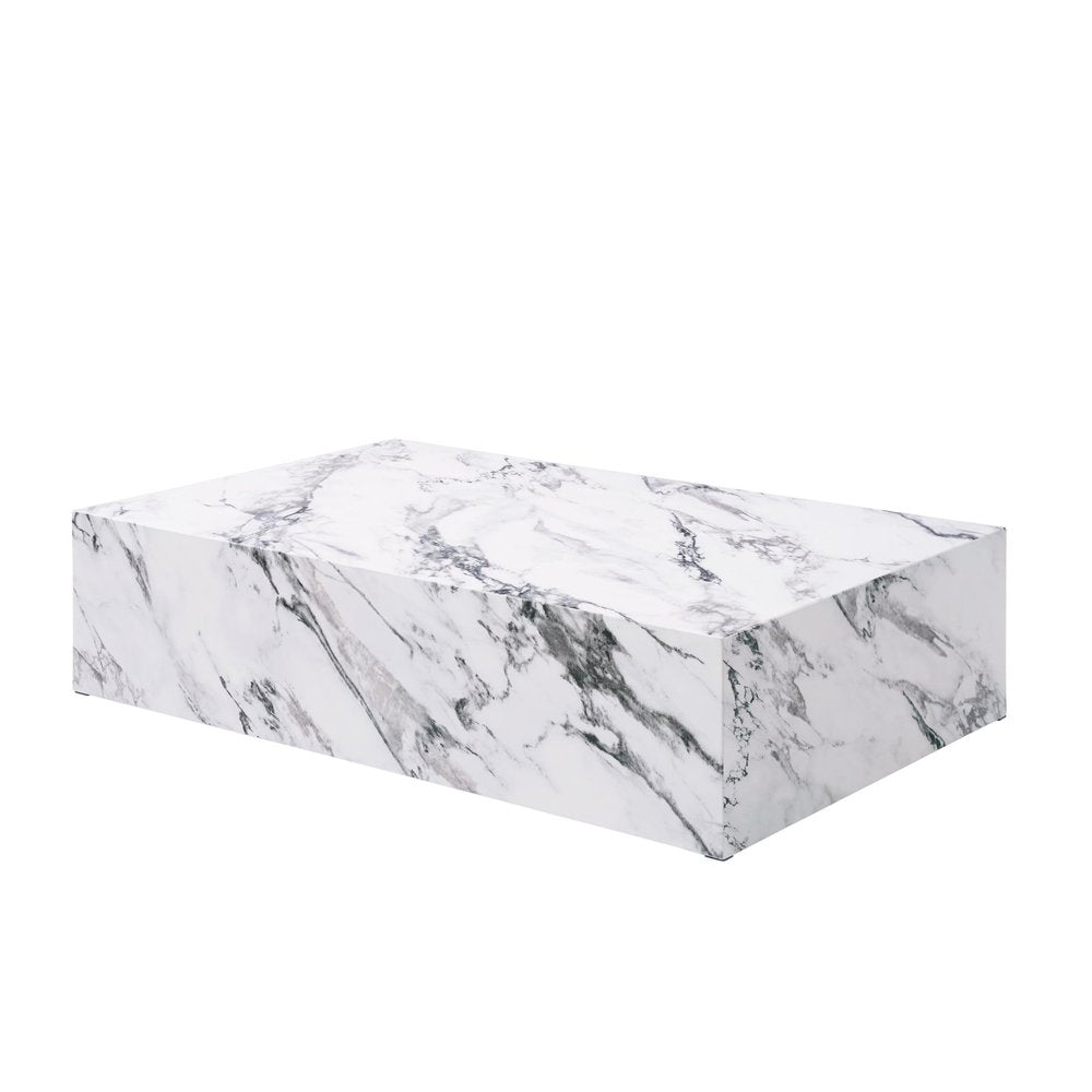48" White Faux Marble Block Coffee Table HomeRoots