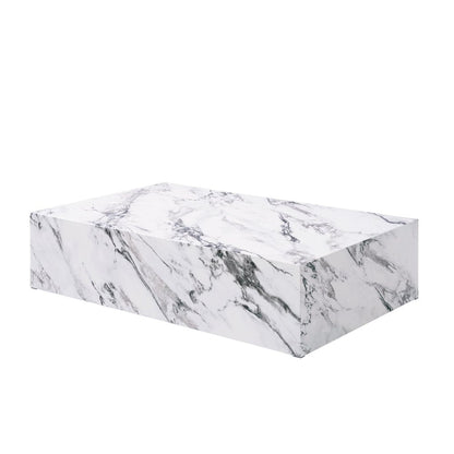 48" White Faux Marble Block Coffee Table HomeRoots