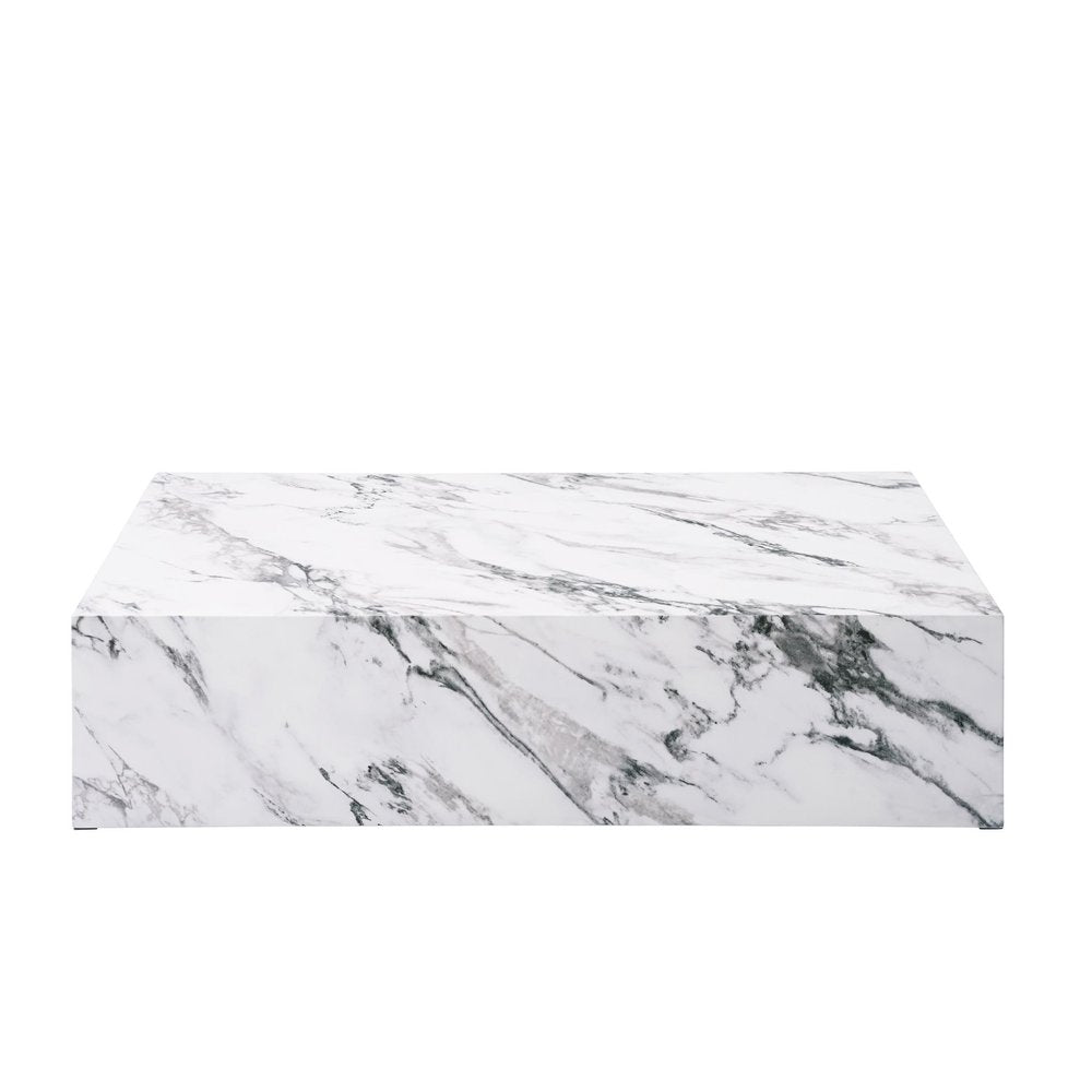 48" White Faux Marble Block Coffee Table HomeRoots