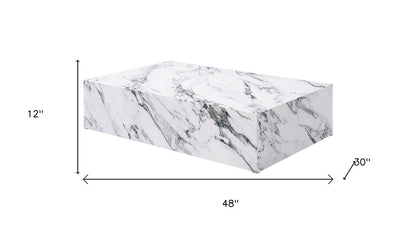 48" White Faux Marble Block Coffee Table HomeRoots