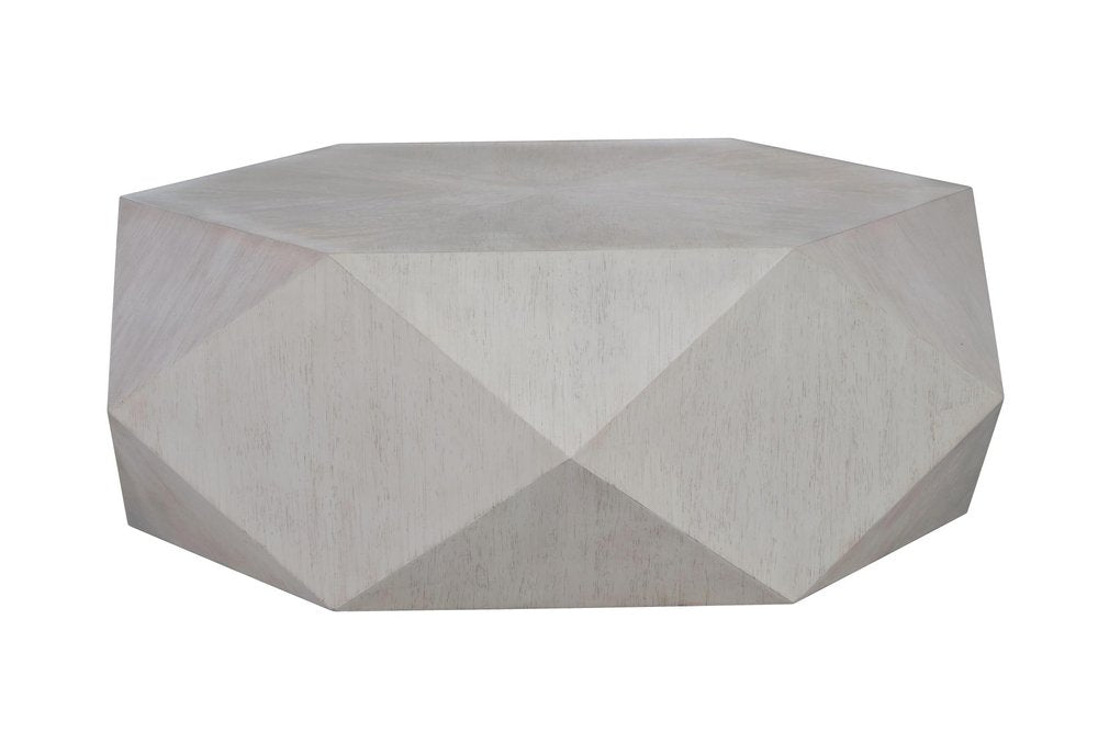 50" Gray Wood Hexagon Distressed Block Coffee Table HomeRoots