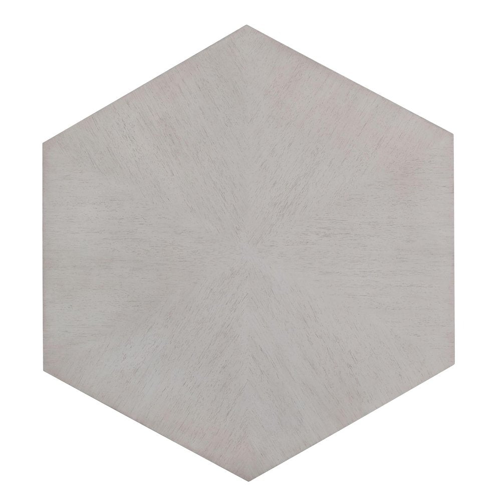 50" Gray Wood Hexagon Distressed Block Coffee Table HomeRoots