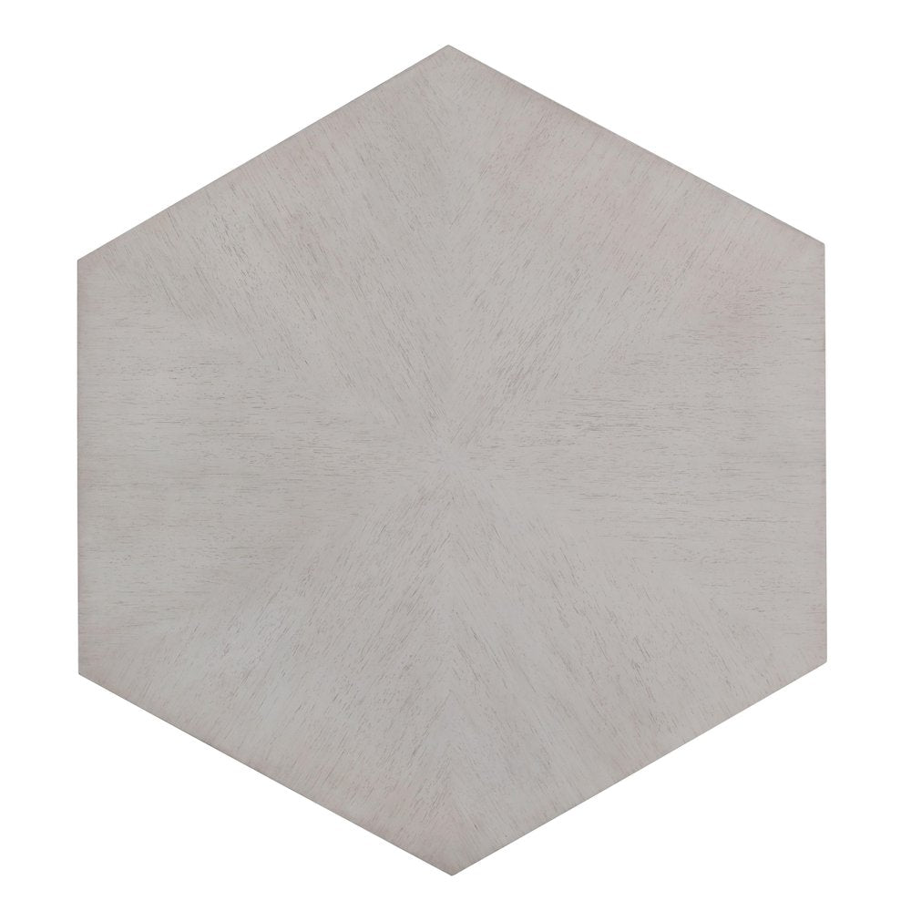 50" Gray Wood Hexagon Distressed Block Coffee Table HomeRoots