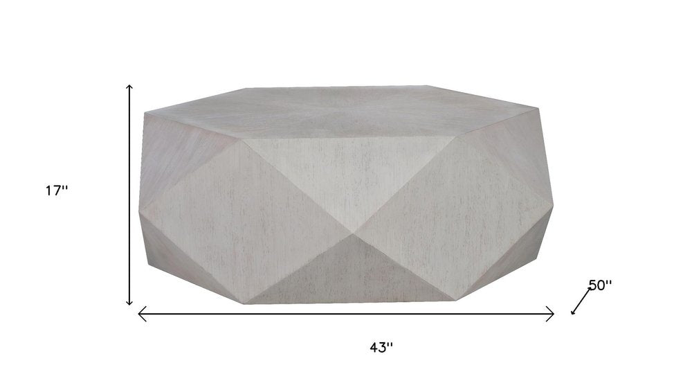 50" Gray Wood Hexagon Distressed Block Coffee Table HomeRoots