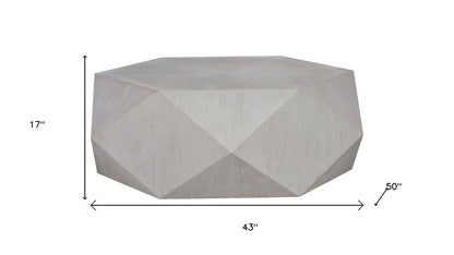 50" Gray Wood Hexagon Distressed Block Coffee Table HomeRoots