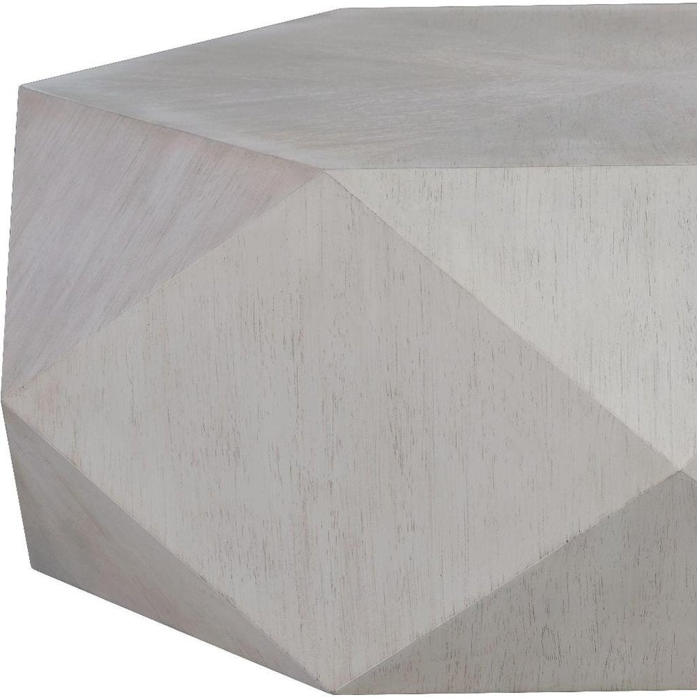 50" Gray Wood Hexagon Distressed Block Coffee Table HomeRoots