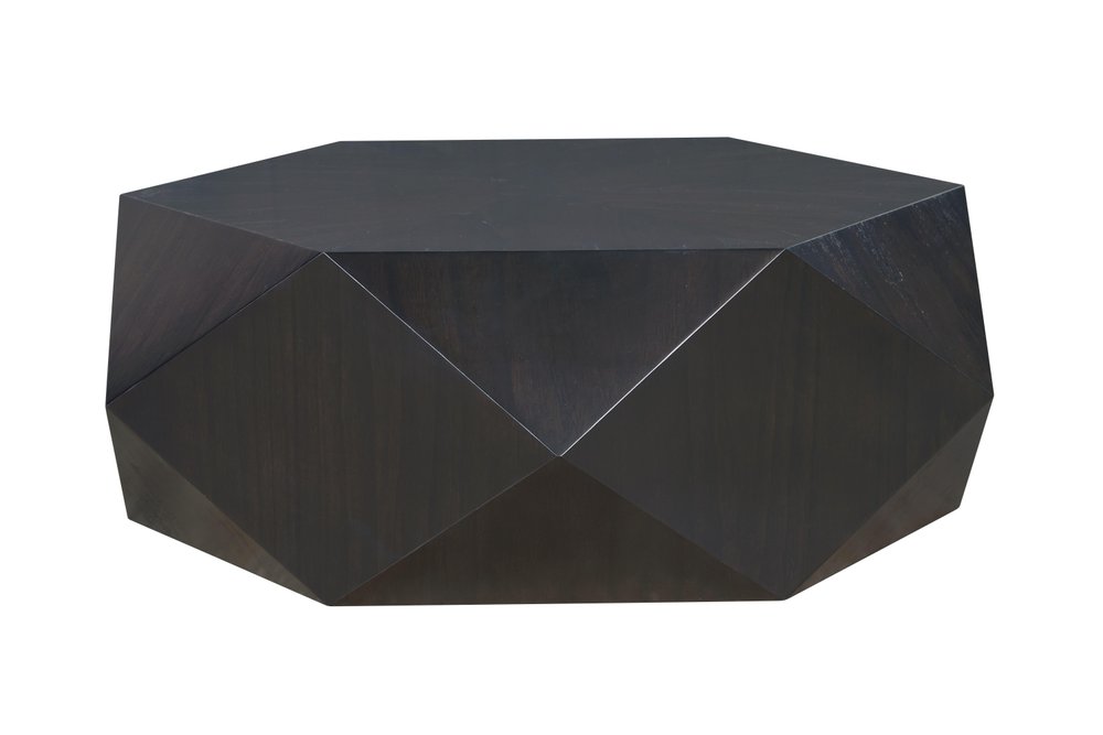50" Black Wood Hexagon Block Coffee Table HomeRoots