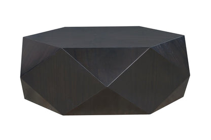 50" Black Wood Hexagon Block Coffee Table HomeRoots