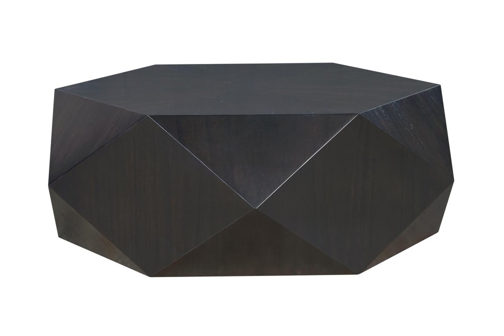50" Black Wood Hexagon Block Coffee Table HomeRoots