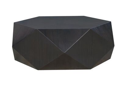 50" Black Wood Hexagon Block Coffee Table HomeRoots