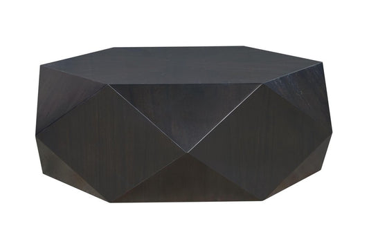 50" Black Wood Hexagon Block Coffee Table HomeRoots
