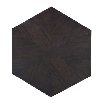 50" Black Wood Hexagon Block Coffee Table HomeRoots