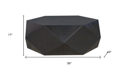 50" Black Wood Hexagon Block Coffee Table HomeRoots