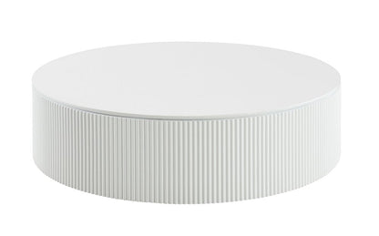 47" White Wood Round Drum Coffee Table HomeRoots