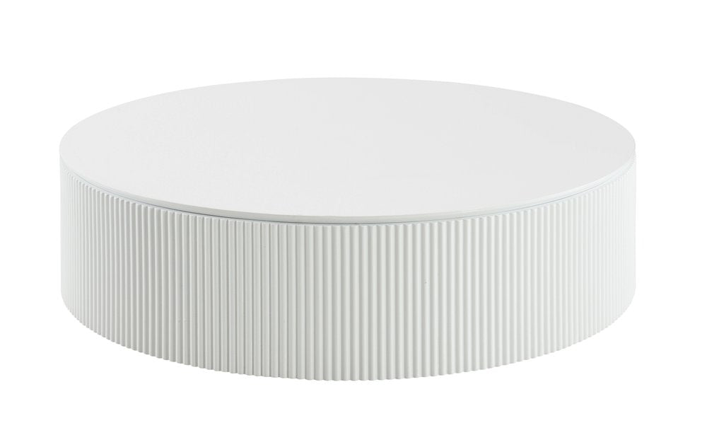 47" White Wood Round Drum Coffee Table HomeRoots