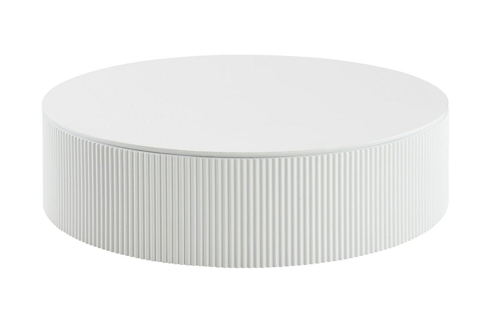 47" White Wood Round Drum Coffee Table HomeRoots