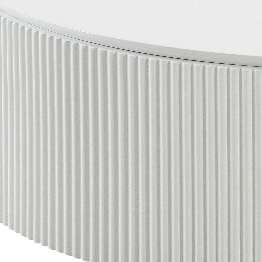 47" White Wood Round Drum Coffee Table HomeRoots