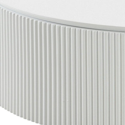 47" White Wood Round Drum Coffee Table HomeRoots