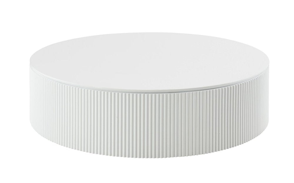 47" White Wood Round Drum Coffee Table HomeRoots