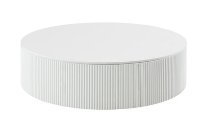 47" White Wood Round Drum Coffee Table HomeRoots