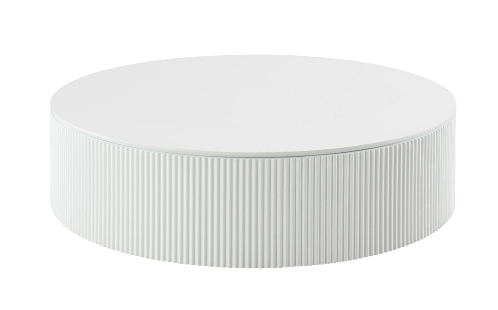 47" White Wood Round Drum Coffee Table HomeRoots