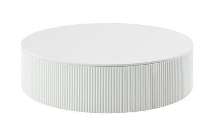 47" White Wood Round Drum Coffee Table HomeRoots