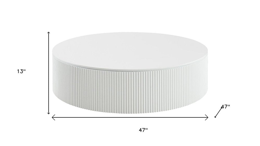 47" White Wood Round Drum Coffee Table — view 4