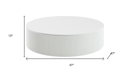 47" White Wood Round Drum Coffee Table HomeRoots