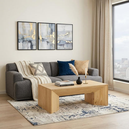 53" Oak Wood Frame Coffee Table