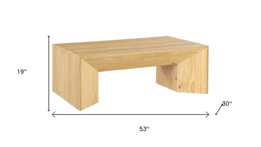 53" Oak Wood Sled Coffee Table HomeRoots