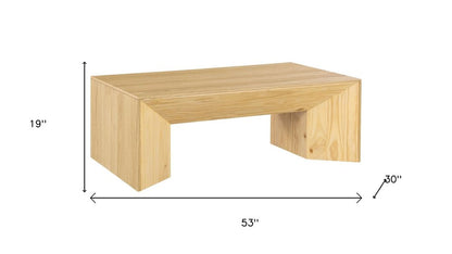 53" Oak Wood Sled Coffee Table HomeRoots